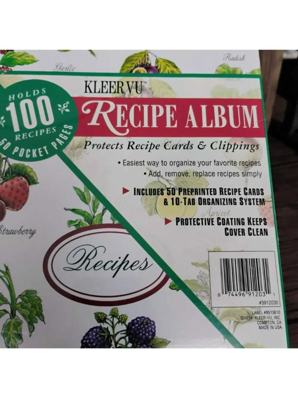 Vintage KleerVu Recipe Album, Holds 100 Recipes, 50 Pocket Pages & Cards NEW